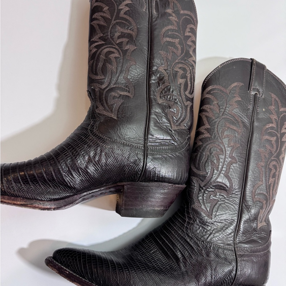 Justin dark brown ladies Lizard cowboy Boots